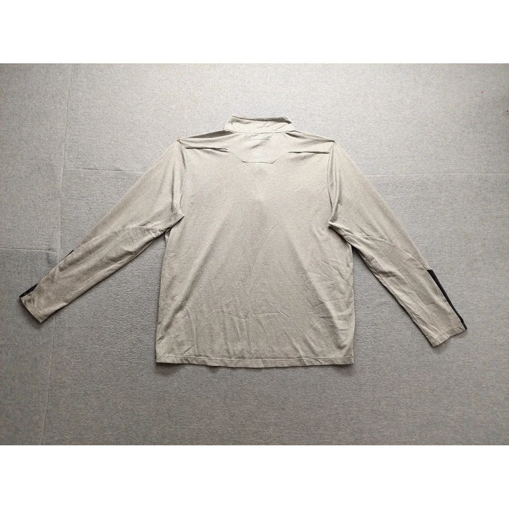 Champion Men Athletic Top L Gray Logo 1/4 Zip Mock Neck Performance Pullover